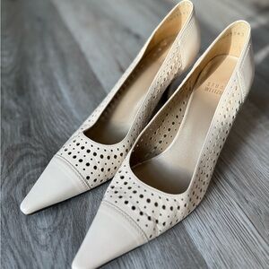 Stuart Weitzman Cream Perforated Heels